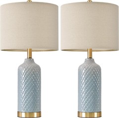 Luxurious 24.25” Energy Efficient LED Table Lamps Set in Blue for Cozy Spaces