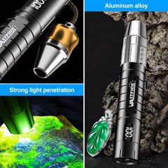 White Yellow UV Light 365nm LED Flashlight Torch USB Charging Gemologist Tool US