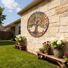 Heat Colored Tree of Life Metal Wall Hanging – Outdoor Garden Decor