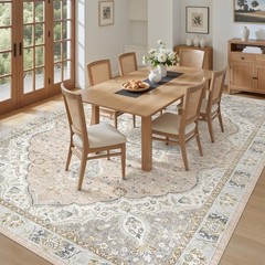 Machine Washable 8′ x 10′ Area Rug – Stain Resistant with Stylish Floral Pattern