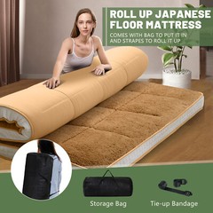 Fleece Foldable Japanese Floor Mattress-Super Soft Fuzzy Sleeping Pad for Adults