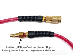 Polyurethane(PU) 1/4-Inch x 100FT Reinforced, Air Hose with 1/4” Swivel Industri