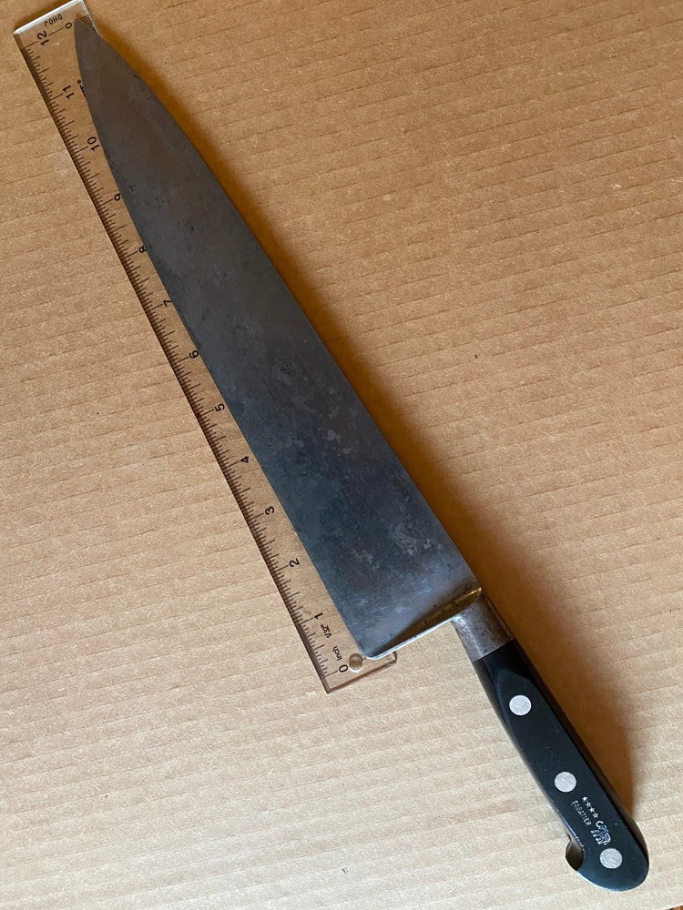 SABATIER France 4 STAR ELEPHANT 12″ CHEF KNIFE CARBON STEEL Full TANG