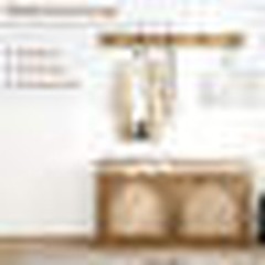 Gracie Oaks Anteus Shoe Bench With Coat Rack – Wood & Rattan