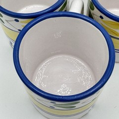 Pier 1 Solimar Mug Set 3 Hand Painted Tunisia Blue Yellow Mediterranean Floral