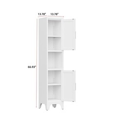 Kitchen Pantry Cabinet With 2 Doors and Adjustable Shelves metal Storage Cabinet