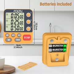 FCXJTU Digital Dual Triple Kitchen Timer, 3-Channel Orange