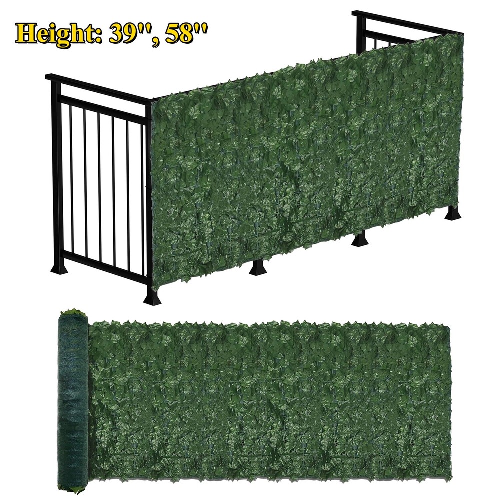 39in 58in Artificial Hedge Faux Ivy Leaves Privacy Fence Screen Panel Wall Decor