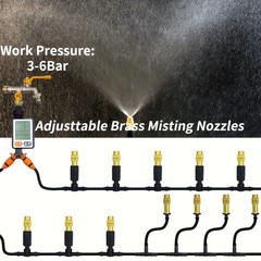 Outdoor Misting Cooling System Kit – Adjustable Brass Nozzles for Garden & Patio