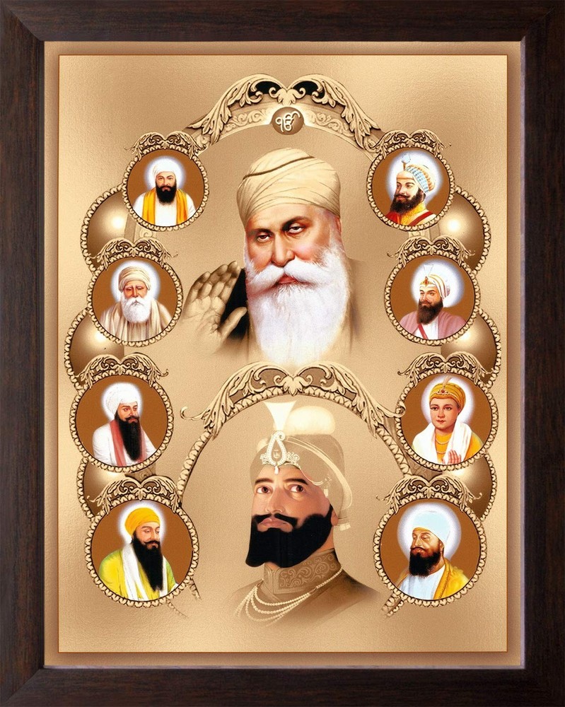 All Ten Sikh Gurus Wall Decor Painting Frame