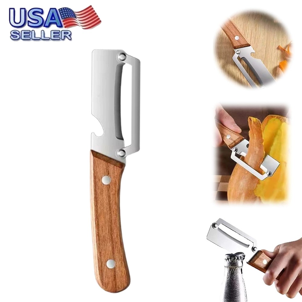 1-3x Stainless Steel Peeler with Wooden Handle–Fruit & Vegetable Slicer-2026 HOT