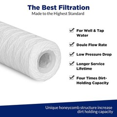 50 Pack 10″ x 2.5″ String Wound Sediment Water Filter Whole House RO Replacement