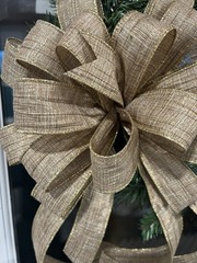 Handmade Metallic Gold Silver Natural Tan Bow for Christmas Winter Wreath Decor