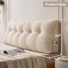 Twin/Queen/King Teddy Fleece Wedge Headboard Pillow w/ High Resilience Filling