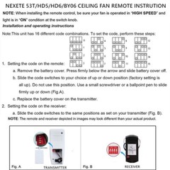 Ceiling Fan Remote Control Replacement for Harbor Breeze Hampton 3 Speed Dimmer