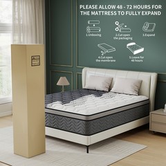 12″ Dual Firm Soft Hybrid Mattress Memory Foam Spring Full Queen King in a Box