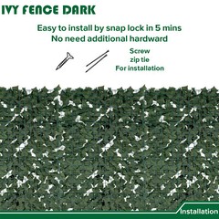 58in Artificial Faux Ivy Leaf Privacy Fence Screen Hedge Decor w/Mesh Backing