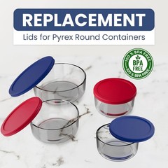Replacement Lids for Pyrex Glass Containers 1-Cup 2-Cup 4-Cup 7 Cup Round 9pcs