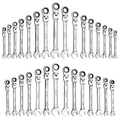 VEVOR Flex-Head Ratcheting Wrench Set Combination Wrench Set 30-Piece SAE Metric