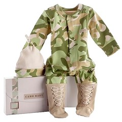Big Dreamzzz Baby 2-Piece Layette Set in Backpack Gift Box, Tan, 0-6 Months Camo
