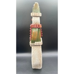 Rustic Folk Art Resin Snowman Figurine Broom Green Red 16″ Decor Christmas