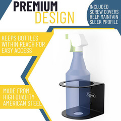 4.1 In. X 4.2 In. X 3.7 In. Black Steel Garage Wall Shelf Single Spray Bottle Ho