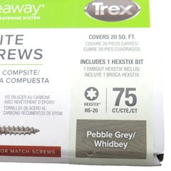 Trex Hideaway Composite Deck Screws Pebble Gray 10×2-1/2 75 Count