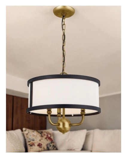 KICHLER Heddle 15.5in 3-Light Natural Brass Textured Black Chandelier