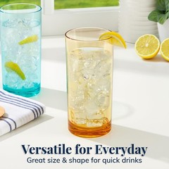 Reusable Drinking Glasses 16oz BPA-Free Plastic Tumblers (Set of 6)