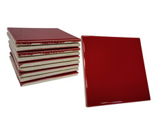 Candy Apple Red Ceramic Tile 4.25 in Subway Subway Square Mid Century Modern
