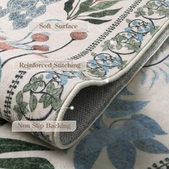 Floral Boho Beige Washable 3×5 Bathroom Entrance Rugs Indoor, Non Slip Flower…