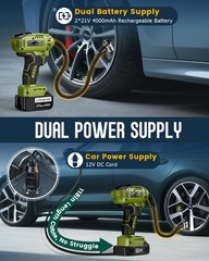 Cordless Tire Inflator Air Compressor with 2PC 21V Max Battery 150PSI Portable