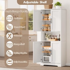 70″ Tall Kitchen Pantry Cabinet, Storage Cabinet with Doors & Adjustable Shelves