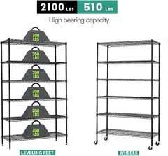 5/6 Tier Wire Shelving Unit NSF Metal Shelf Rack Adjustable For Home-saving