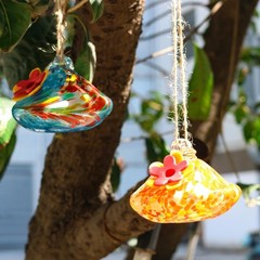 Blown Glass Hummingbird Feeder for Outdoors Hanging, Ant & Bee Resistant W