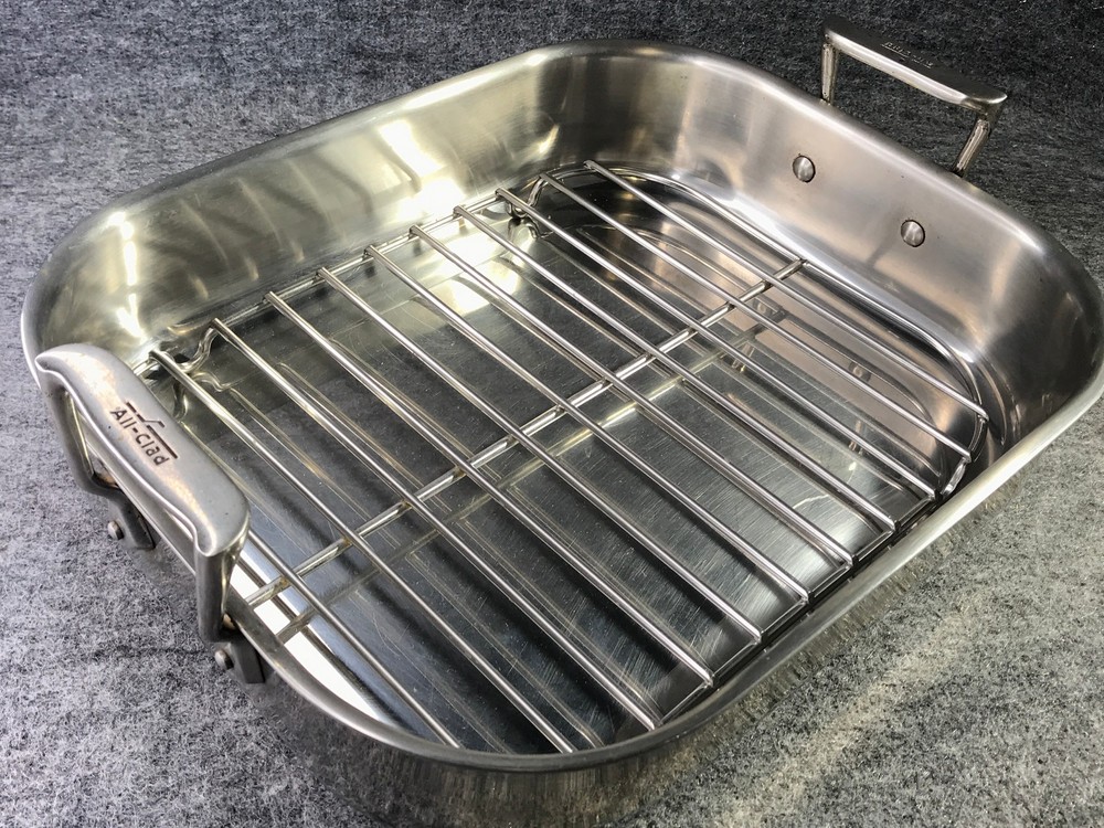 All-Clad Stainless Steel Lasagna Roasting Baking Pan 14.5”x12”x2.5” With Rack