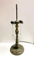 Tiffany Lamp Base-DRAGONFLY Design-Replacement Base Only, 2-Light Pull Chain-Brz