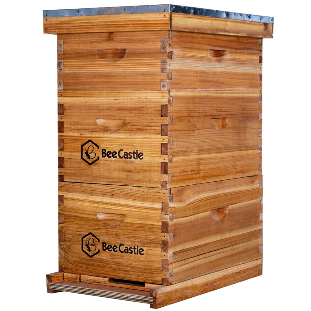 8-Frame Beeswax Coated Langstroth BeeHive Kit (2 Deep Boxes and 1 Medium Box)