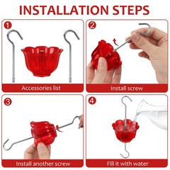 Ant Moat 4 Pack Hummingbird Feeder Ant Guard with Hooks Red