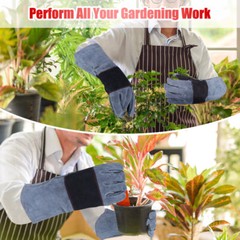 Rose Gloves Gardening Long Cactus Thorn Puncture proof Leather Sleeve Protector