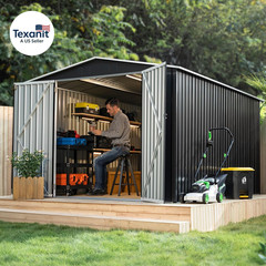 8 X 12 FT Outdoor Storage Shed, Metal Garden Shed with Updated Frame Structure,