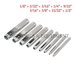 KING 9pc Heavy-Duty HOLLOW HOLE PUNCH SET, Gasket Vinyl Plastic Rubber Leather