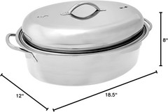 Fox Run Oval Roaster Set, Stainless Steel, 10-Quart