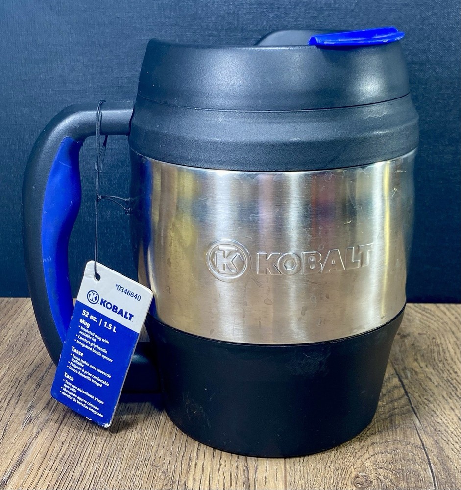 Kobalt ~ 52oz / 1.5L Insulated Mug w/ Sealable Lid~ Comfort Grip & Bottle Opener