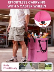 WORKPRO Large Rolling Grocery Bag 36-Gallon Tote 5 Wheels Dual Carry Storage Bag