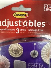 3M Command Adjustables 2 Packs 6 Clear Hooks & 12 Strips Each Pack Holds 0.5 lb