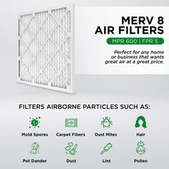 16x25x1 MERV 8 Pleated AC Furnace Air Filters. 6 Pack. Made in USA