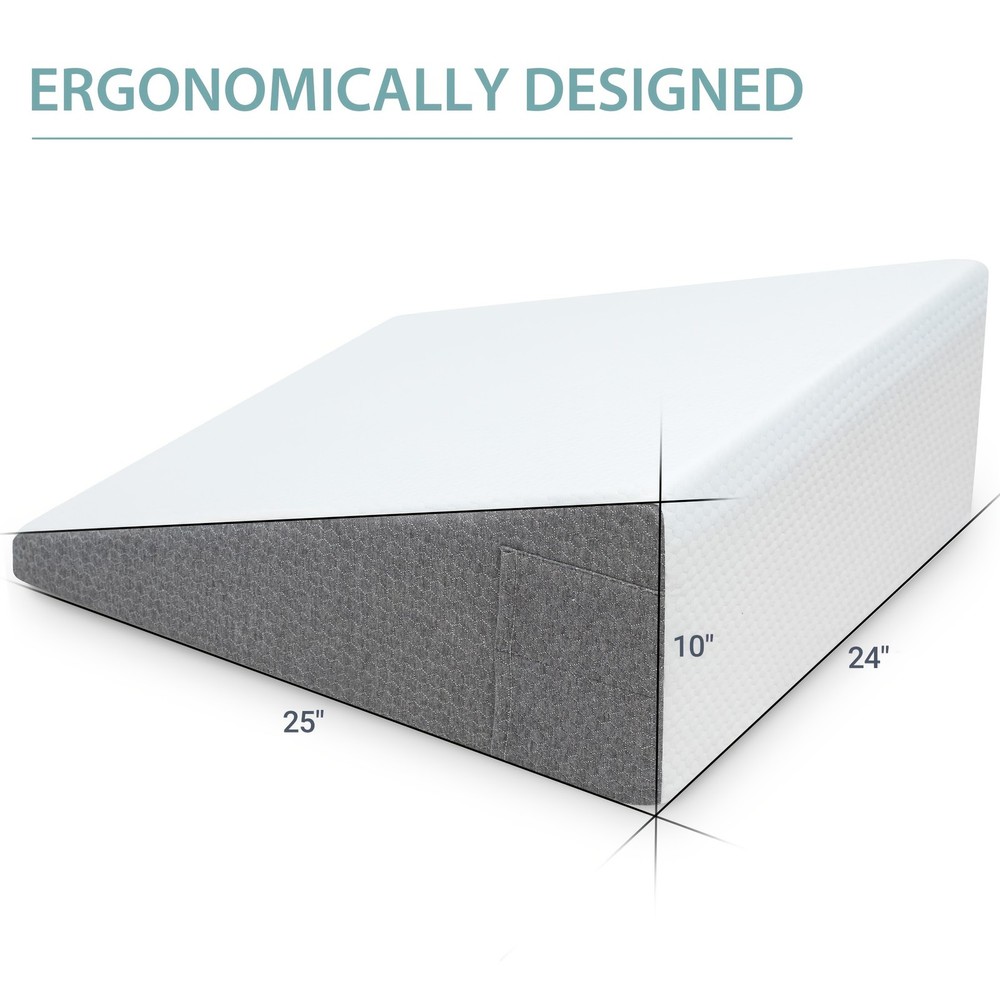 Wedge Pillow for Sleeping Support Bed Wedge Memory Foam Cushion 24″ x 24″ x 10″