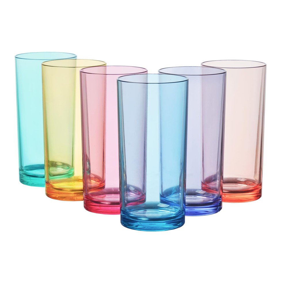 Reusable Drinking Glasses 16oz BPA-Free Plastic Tumblers (Set of 6)