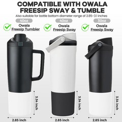 2 Pack Higher Silicone Boot for Owala Water Bottle 30oz & 40oz Black/White